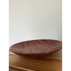 Vintage John May Hand Turned Teak Serving Plate Signed Jackson NH JL